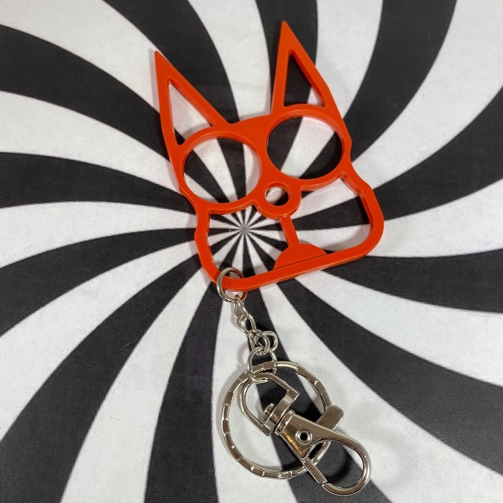 Killer cool cat metal personal protection key chain cherry red!